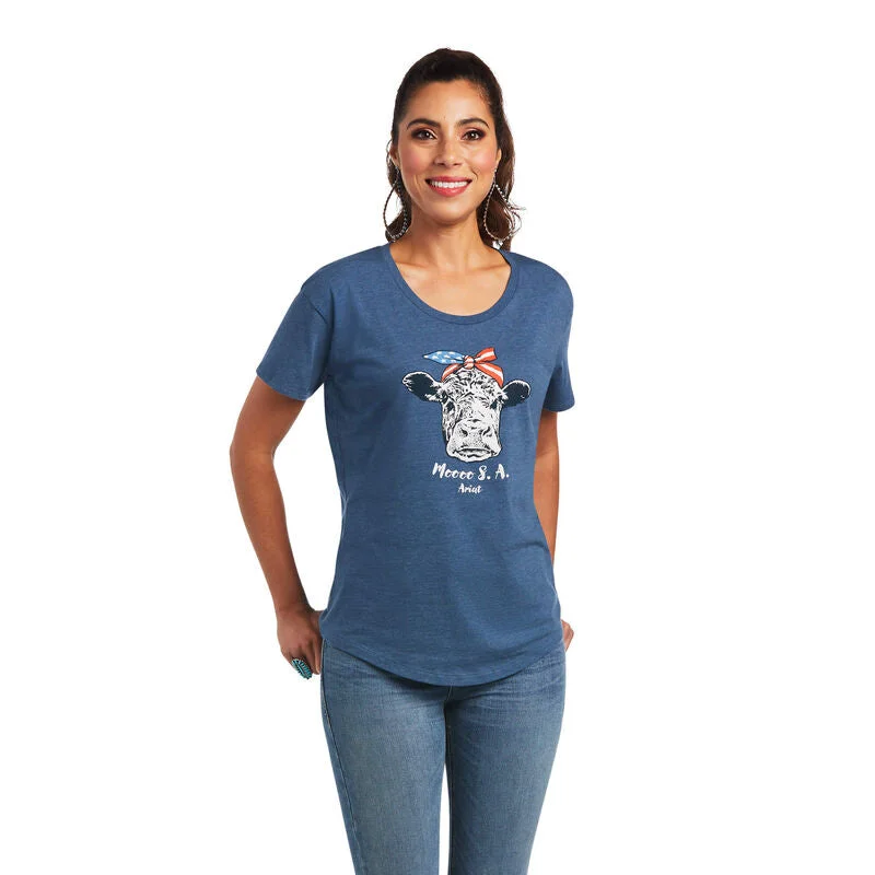 Comfortable Sweaters Ariat Women's Ariat Moo SA T-Shirt, Sailor Blue Heather
