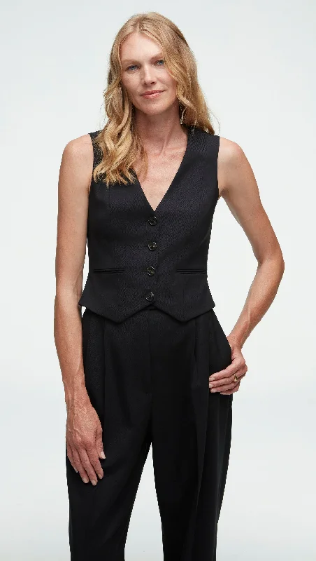 Simple Chic Waistcoat in Seasonless Wool | Black