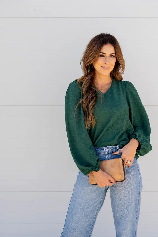 Effortless Looks Textured Balloon Sleeve Blouse