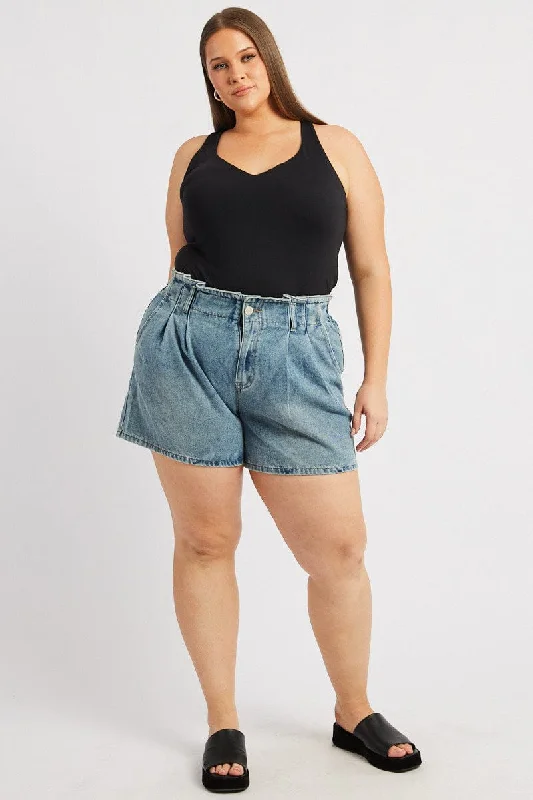 Breezy Outfits Denim Relaxed Shorts High Rise