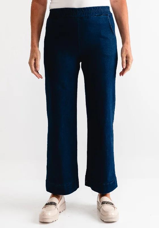 Weekend Comfort d.e.c.k by Decollage Elasticated Wide Leg Jeans, Dark Blue