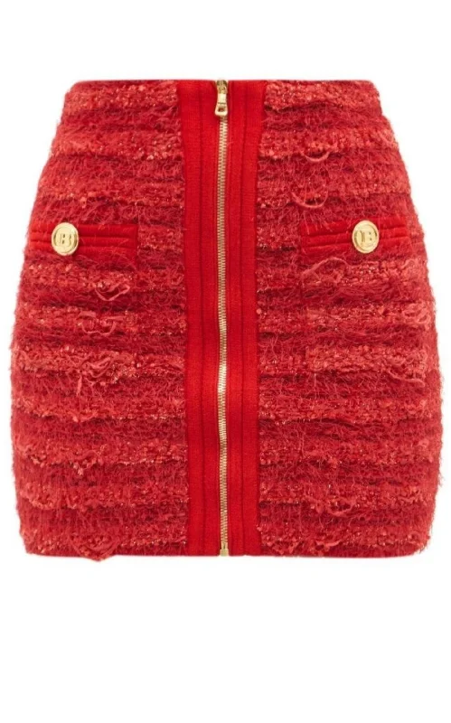 Cozy Chic Trends Zipped Tweed Mini Skirt
