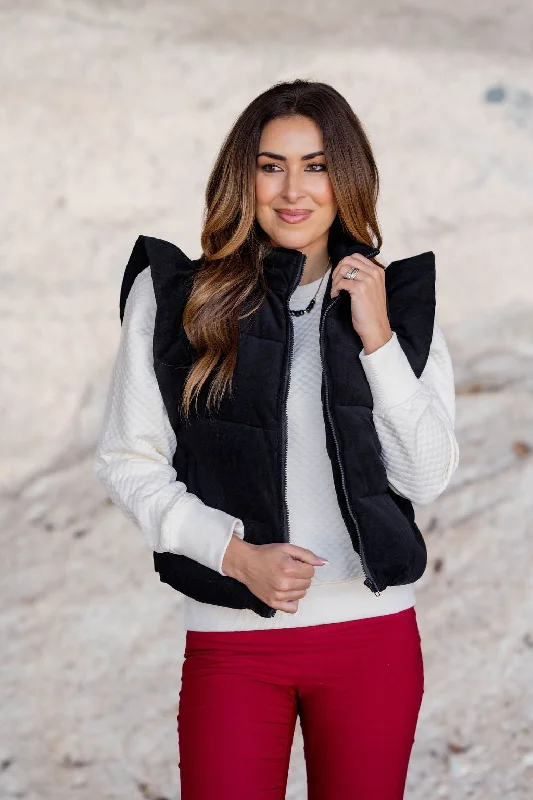 Modern Comfort Wear Flutter Trim Puffer Vest