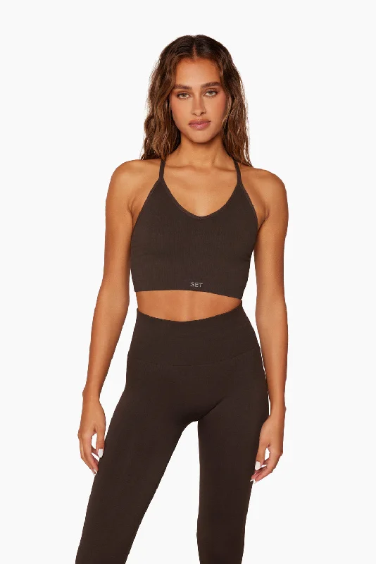 Comfortable Sweaters SCULPTFLEX® POWER RIBBED V BRA - ESPRESSO