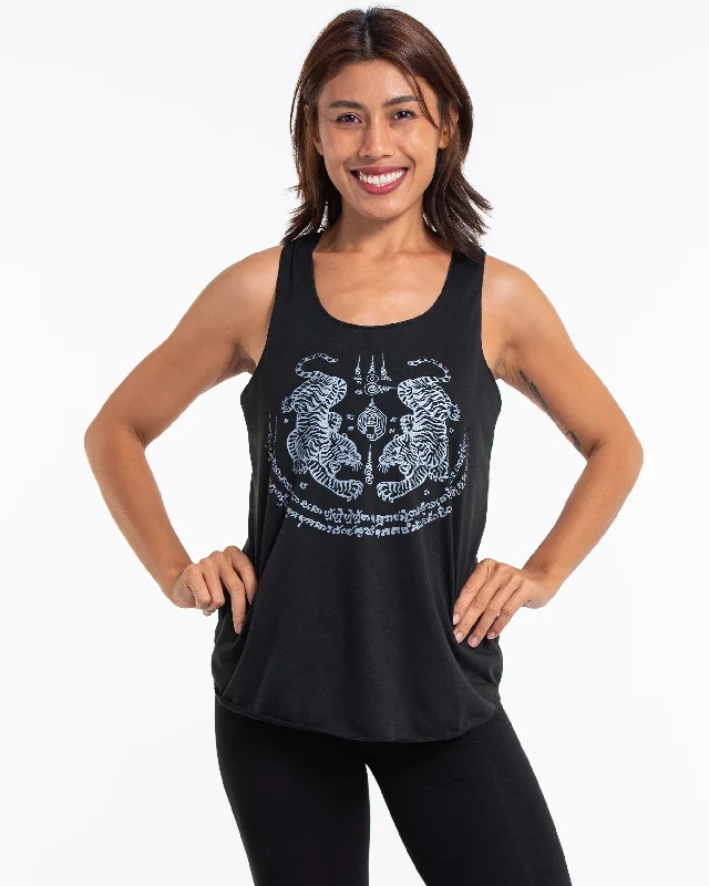 Smart Comfort Wear Womens Tiger Tattoo Tank Top in Black