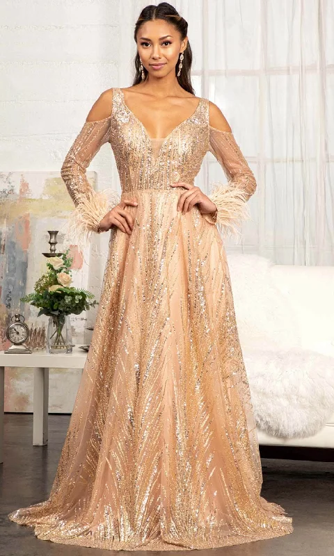 Comfortable Lounge Wear GLS by Gloria GL3041 - Cut Out Long Sleeve Long Dress