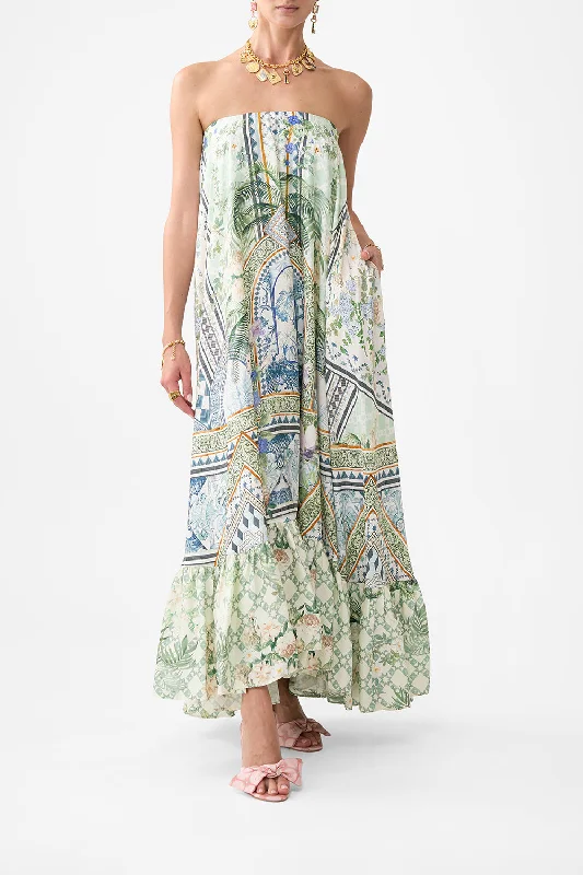 Relaxed Clothing STRAPLESS MAXI WITH RUFFLE HEM JARDIM PARTY