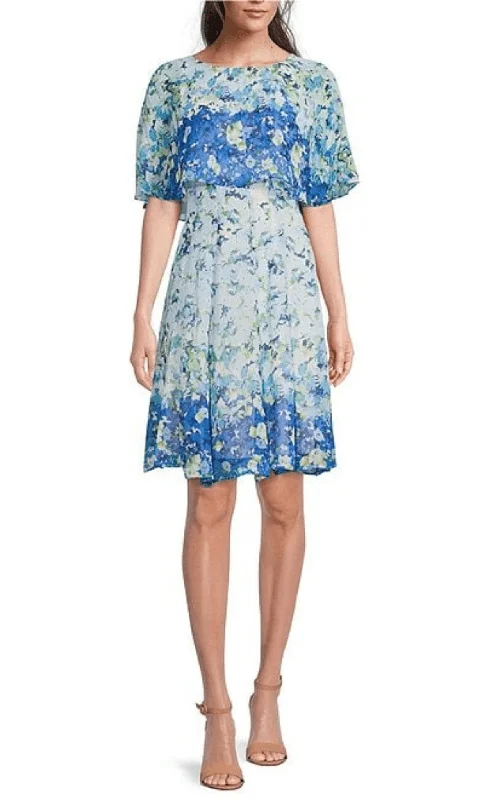 Easygoing Outfits Maison Tara 30474MA - Floral Jewel Neck Cocktail Dress