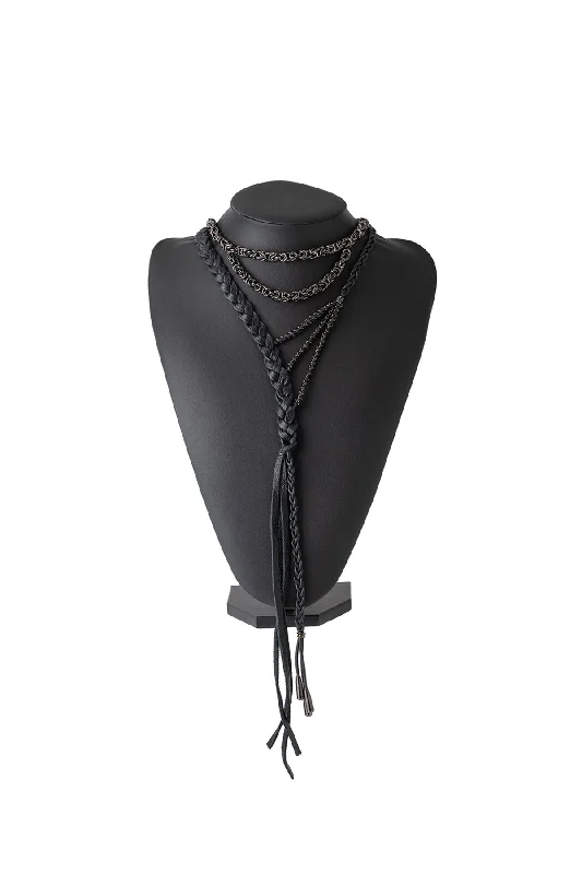 Smart Comfort Wear COW LEATHER/BRASS BK VOID NECKLACE