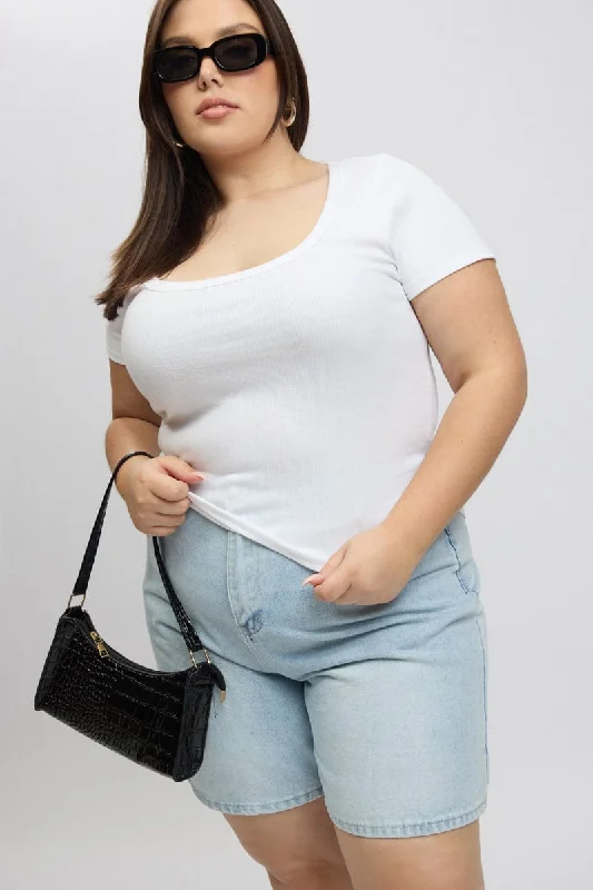 Relaxed Chic Denim Jort Shorts High Rise