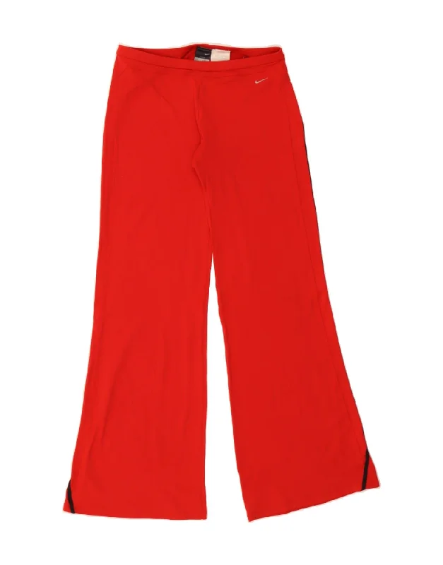Comfortable Lounge Wear NIKE Womens Dri Fit Flare Tracksuit Trousers UK 10/12 Medium  Red