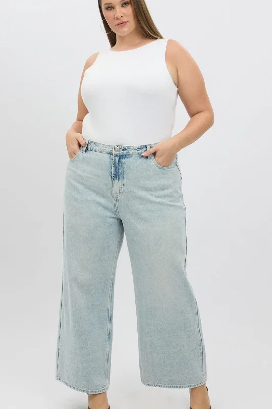 Easygoing Outfits Denim Wide Leg Jeans High Rise