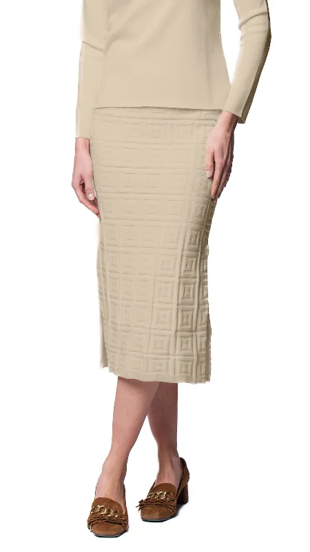 Soft Textures Sabrina Square Pattern Midi Straight Skirt; Warm Beige