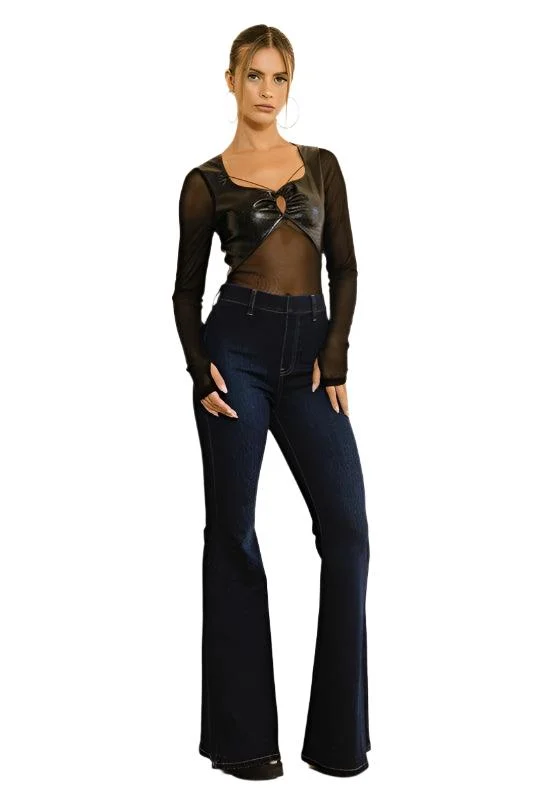 Breezy Outfits High Waisted Flare Blue Jeans