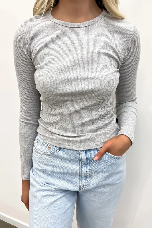 Breezy Outfits Eve Rib Baby Long Sleeve Grey Marle