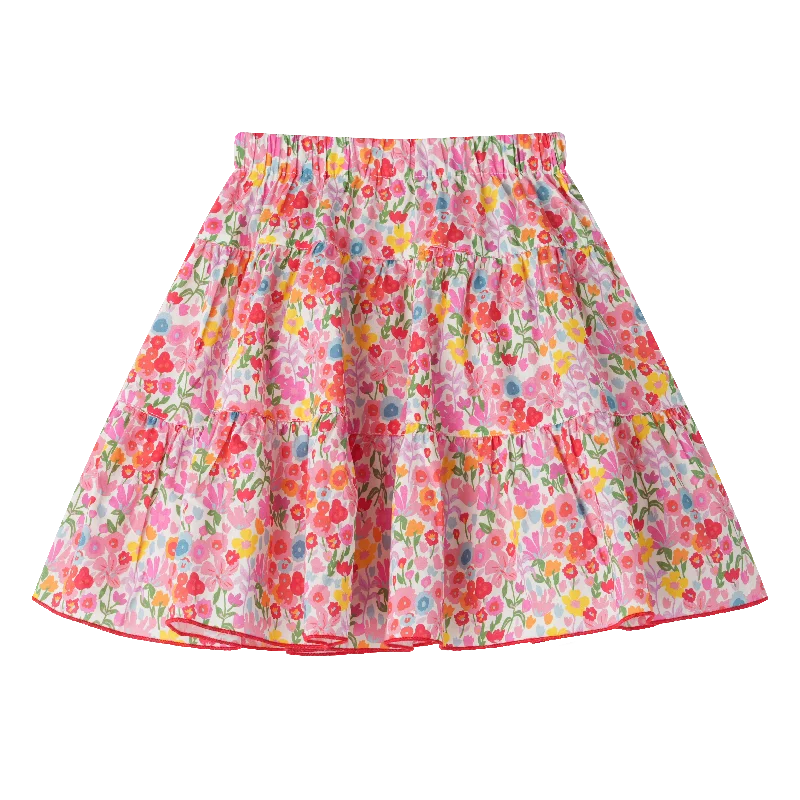 Cozy Chic Wear FLORAL TIERED SKIRT-FLORAL MULTI