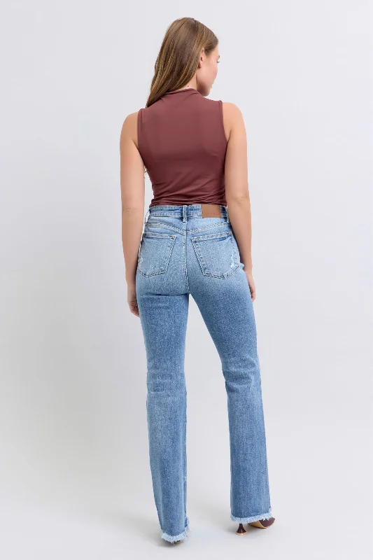 Urban Chic Judy Blue Full Size Raw Hem High Rise Bootcut Jeans