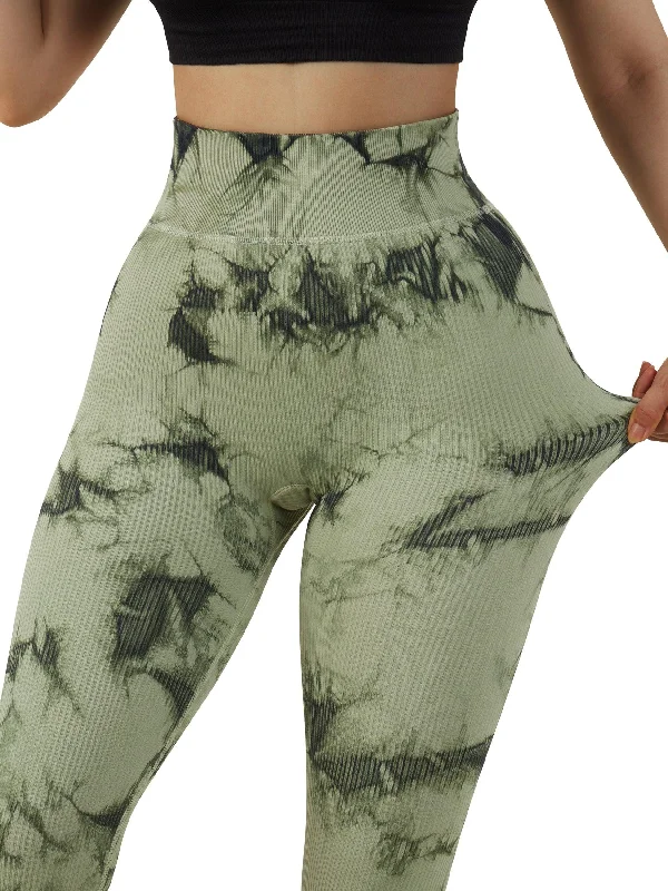 Comfortable Chic Ribbed Printed Seamless Leggings