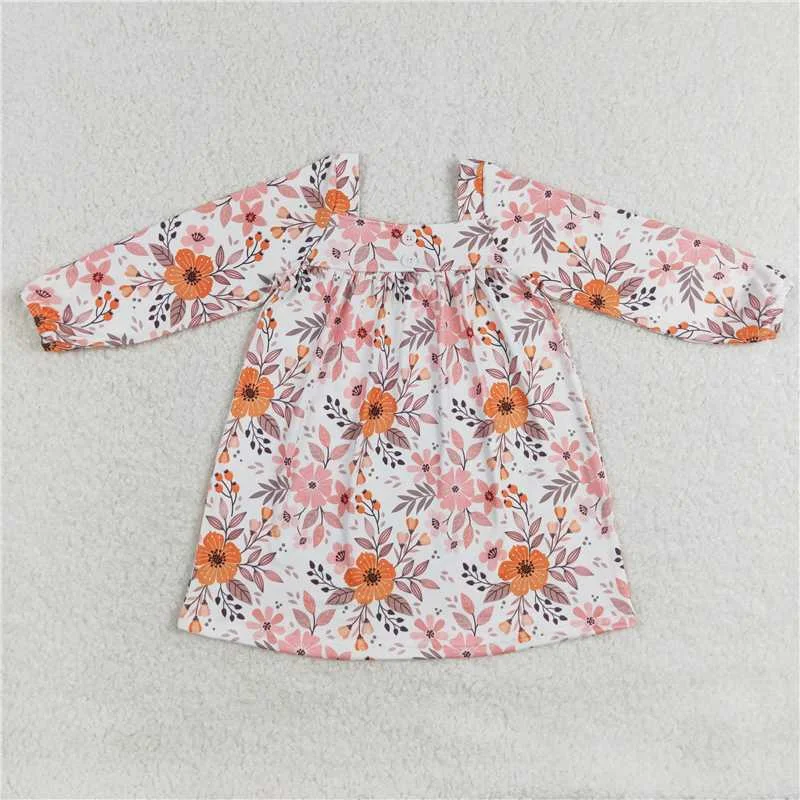 All-Day Style GLD0535  Baby Girls Pink Flowers Fall Knee Length Dresses