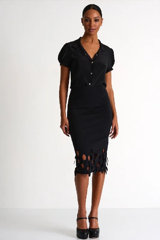 Cozy Lifestyle Pencil Skirt With Cutouts - 52437-47-800