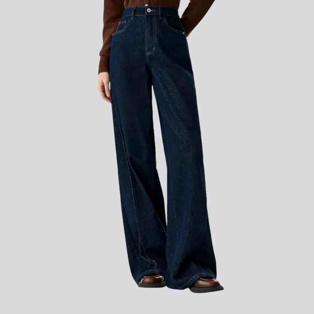 Cozy Essentials Wear 90s fashion dark flared women's jeans