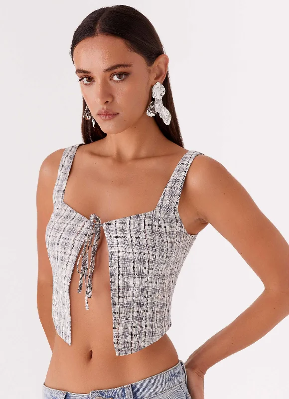 Soft Feel Oasis Dreams Tie Top - Check