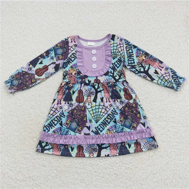 Easy-to-Wear GLD0329  Baby Girls Halloween Ruffle Movie Purple Dresses