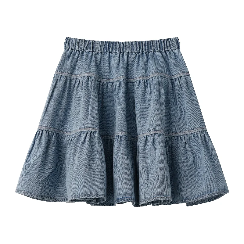 Soft Comfort DENIM TIERED SKIRT-DENIM