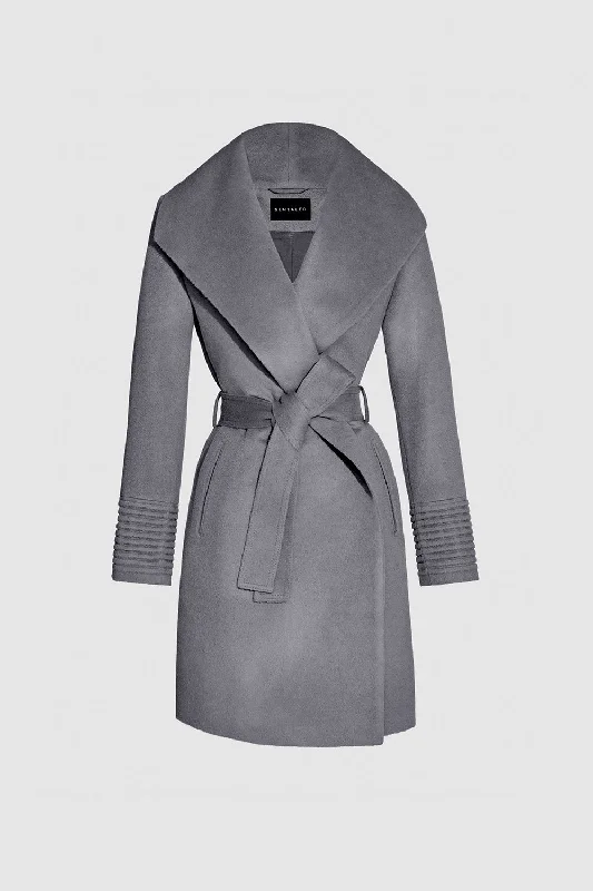 Trendy Looks Baby Alpaca Mid Length Shawl Collar Wrap Coat