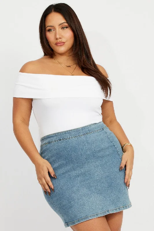Layered Style Denim Denim Split Mini Skirt