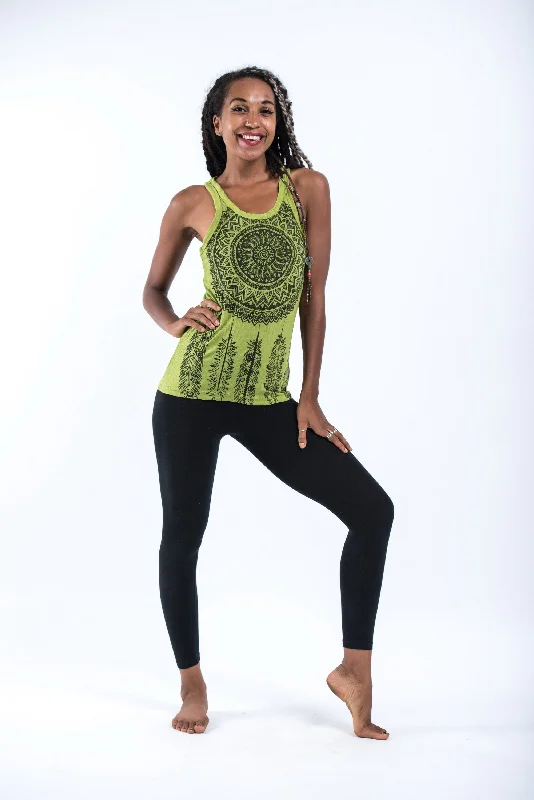 Soft Relaxation Wear Womens Dreamcatcher Tank Top in Lime
