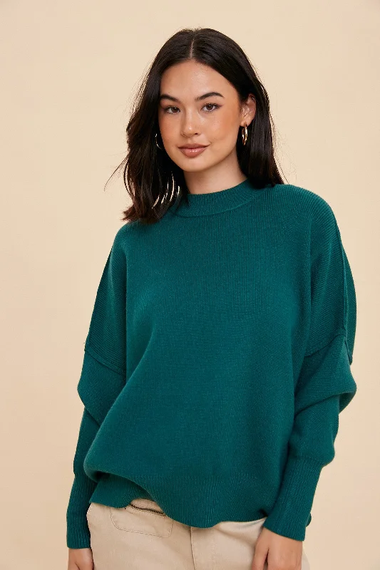 Trendy Comfort Wear Emerald Knit Mock Neck Sweater