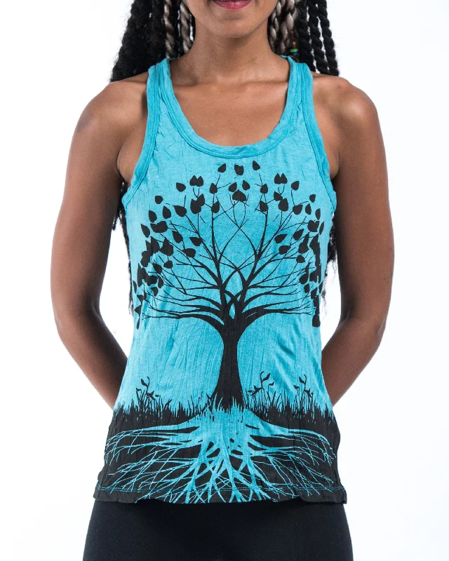 Comfortable Lifestyle Womens Tree of Life Tank Top in Turquoise