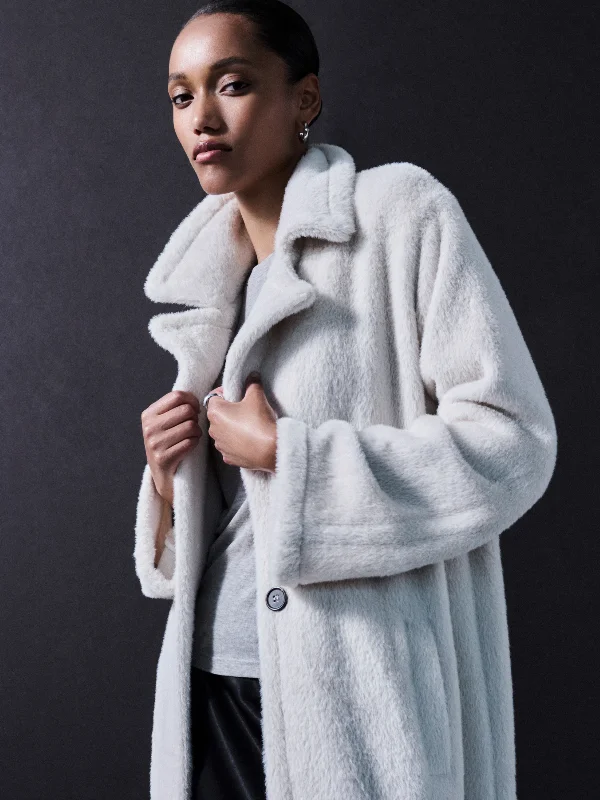 Cozy Chic Wear Live In Fur Coat Frosted White
