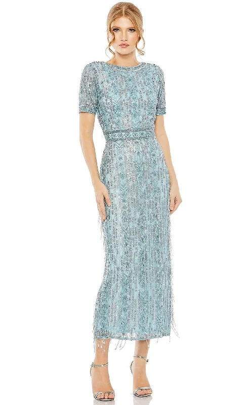 Timeless Outfits Mac Duggal 5980 - Short Sleeve Fringed Dress