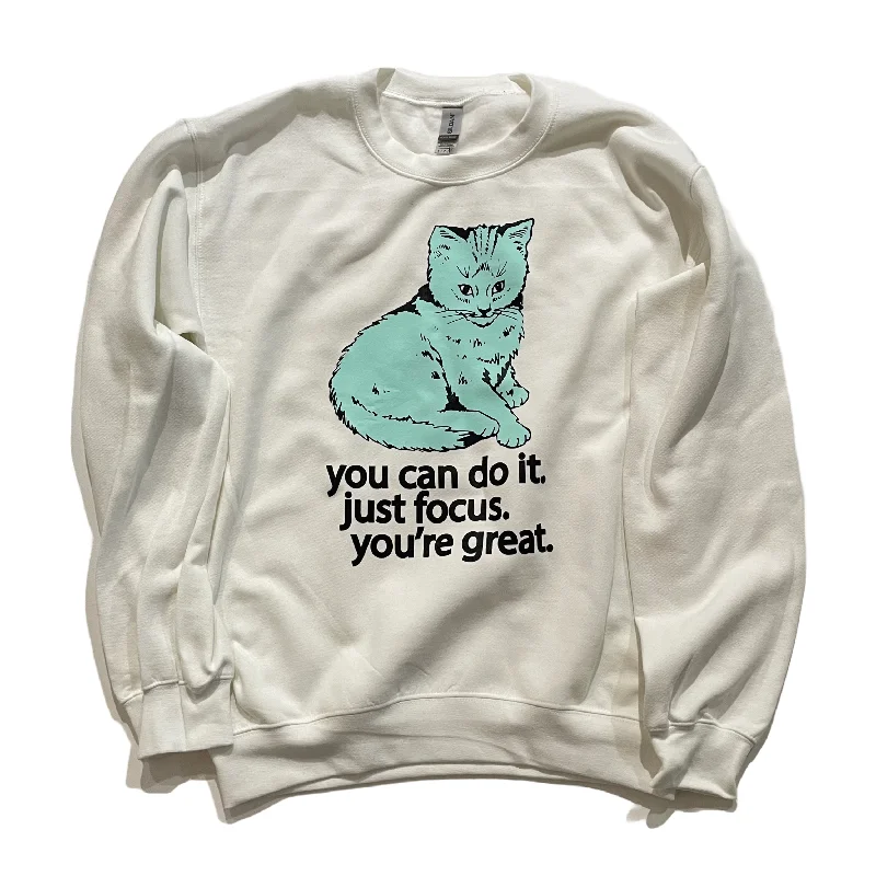 Soft Feel Focus Cat Sweatshirt - Icy Blue Cat