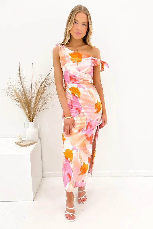 Elegant Dressing Neela Maxi Dress Pink Watercolour