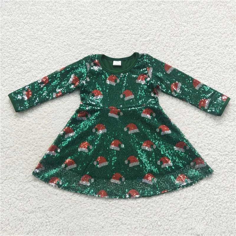 Versatile Outfits GLD0272  Baby Girls Chrismtas Tree Sequin Knee Length Dresses