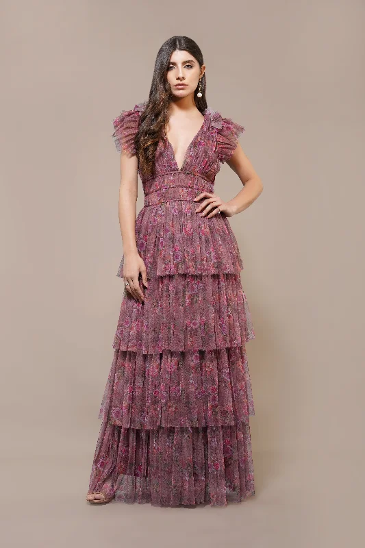 Effortless Outfits Naomi Maxi Dress in Purple Floral