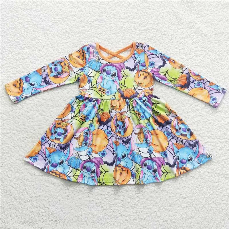 Trendy Dresses GLD0330  Baby Girls Halloween Orange Pumpkin Twirl Dresses