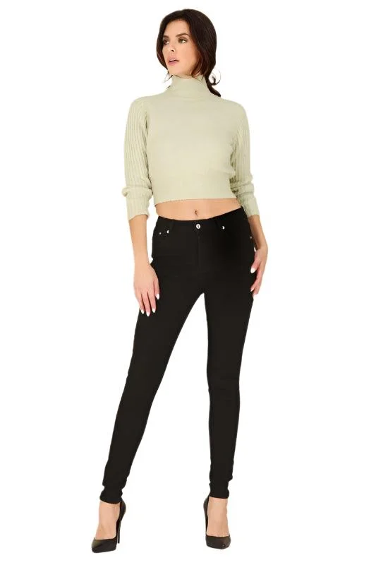 Versatile Style Womens Black Tapered Leg Skinny Jeans