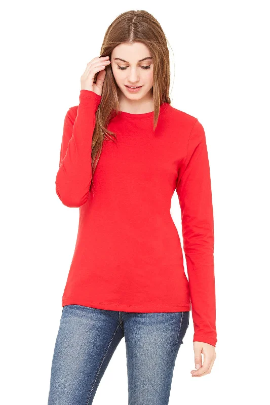 Casual Chic Outfits Bella + Canvas Womens Jersey Long Sleeve Crewneck T-Shirt - Red