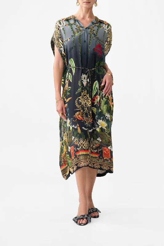 Cozy Apparel SLEEVELESS SHIRTDRESS READY FOR MY WELCOME DRINK