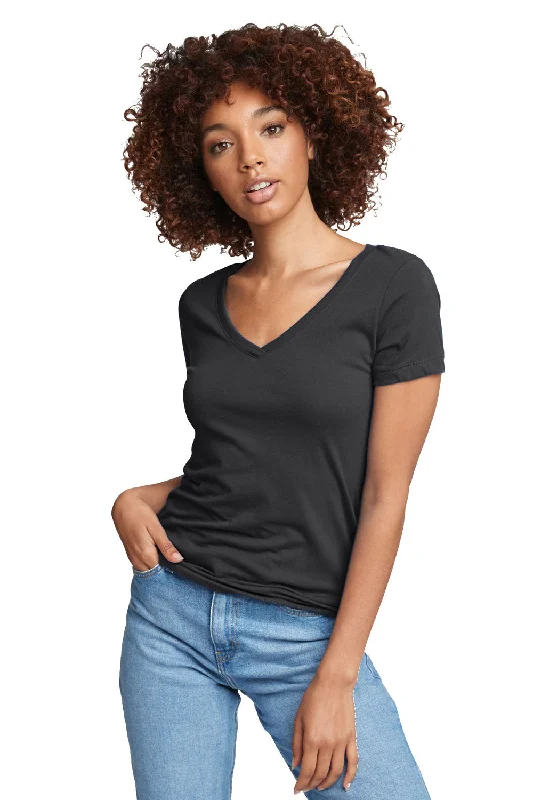 Effortless Looks Next Level Womens Ideal Jersey Short Sleeve V-Neck T-Shirt - Dark Grey