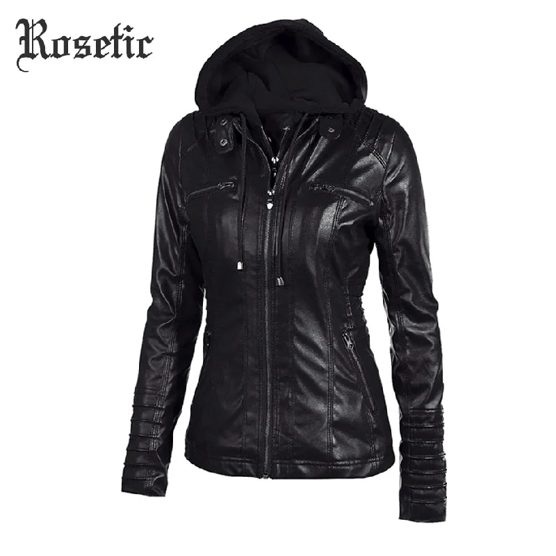 Warm Chic Outfits Rosetic Gothic faux leather coats