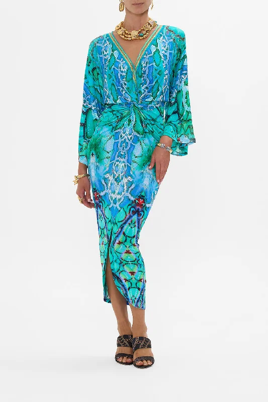 Comfy Dress LONG SPLIT FRONT TWIST DRESS LAND OF WONDER