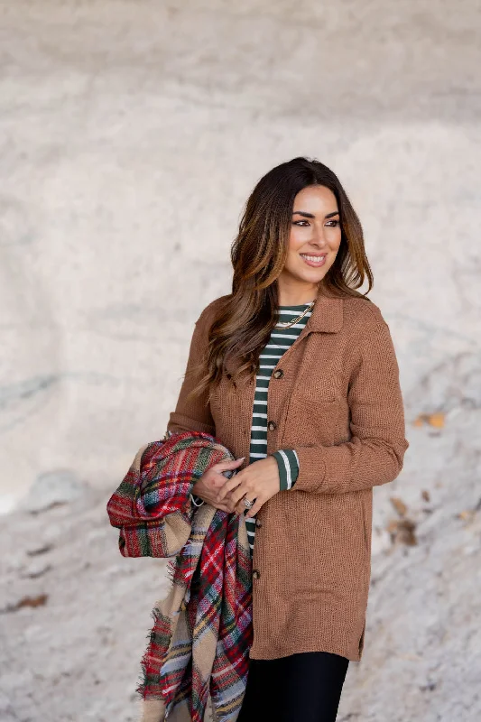 Simple Comfort Thermal Side Slit Shacket