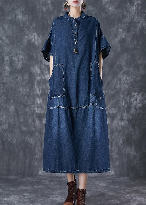 Relaxed Jackets Diy Navy Oversized Patchwork Denim Vacation Dresses Summer