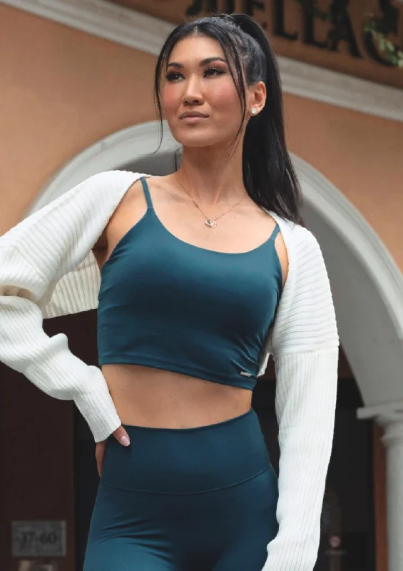 Relaxed Fit Wear Embrace Me White Rib Knit Bolero