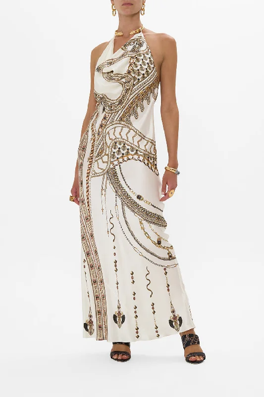 Soft Fabric Looks DRAPED LONG DRESS WITH NECKPIECE GODDESS ENERGY